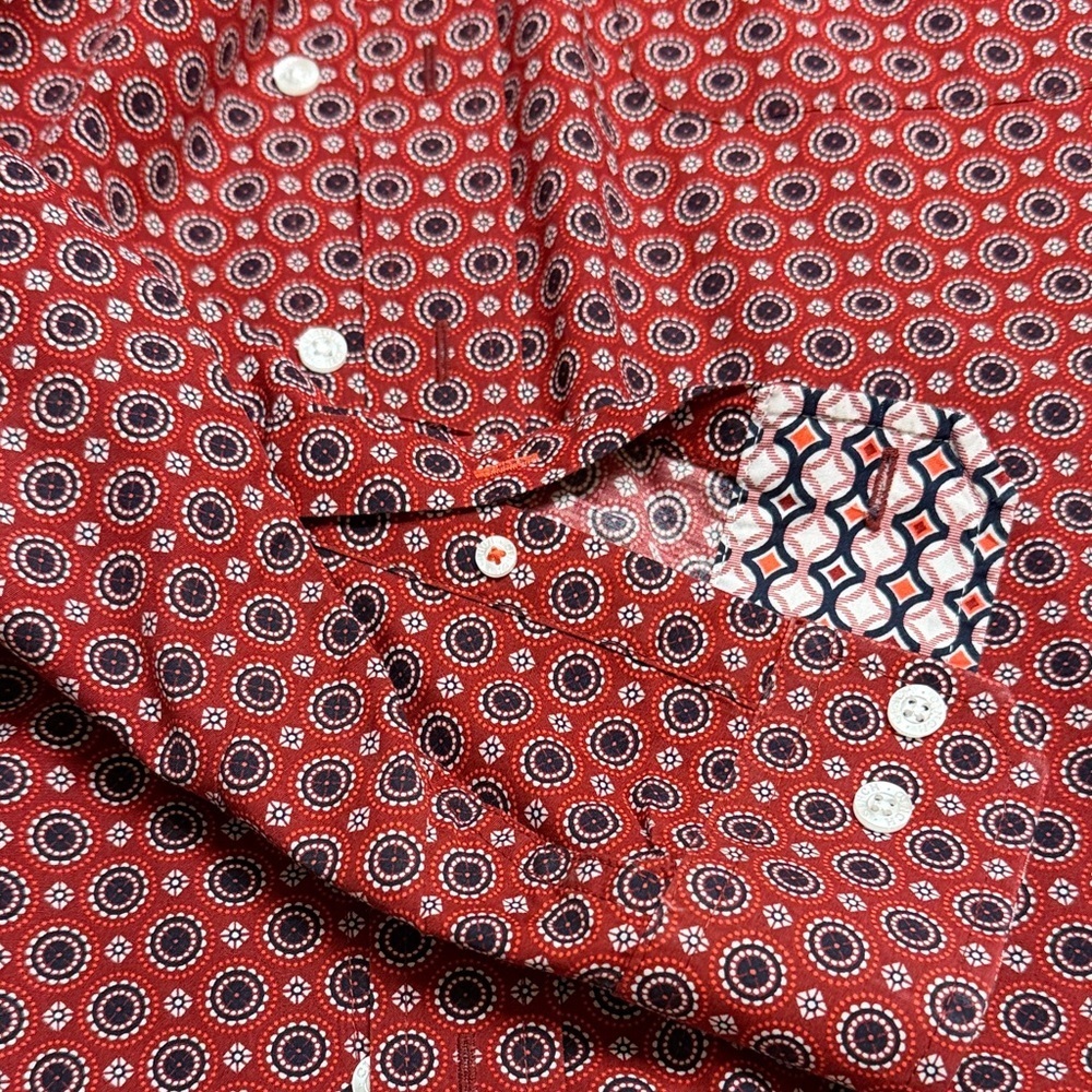 Cinch dark Red Geometric Button Down Shirt XS - Picture 6 of 6
